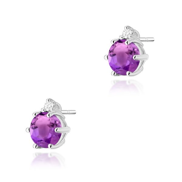 Kolczyki z ametystem 2 x 0,50 ct K0076 – białe złoto próby 585