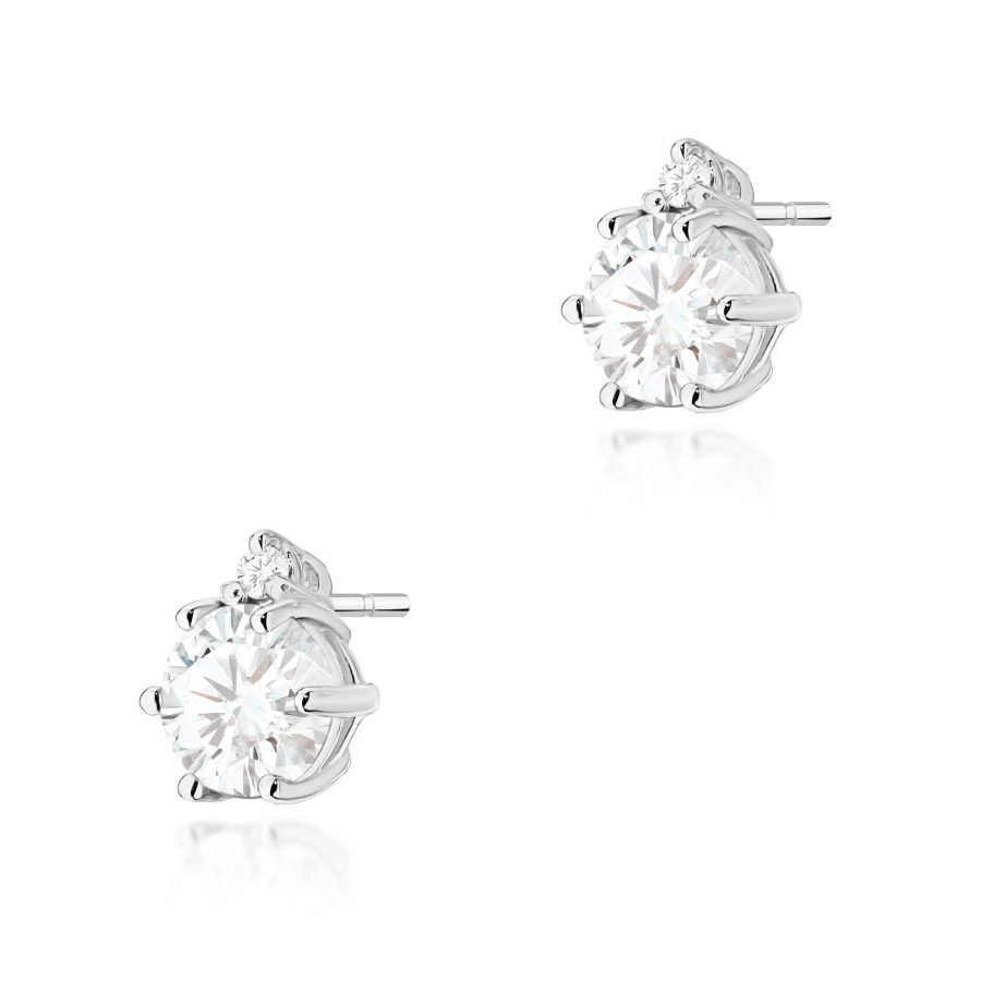Earrings with lab-grown diamonds – white setting · K0076