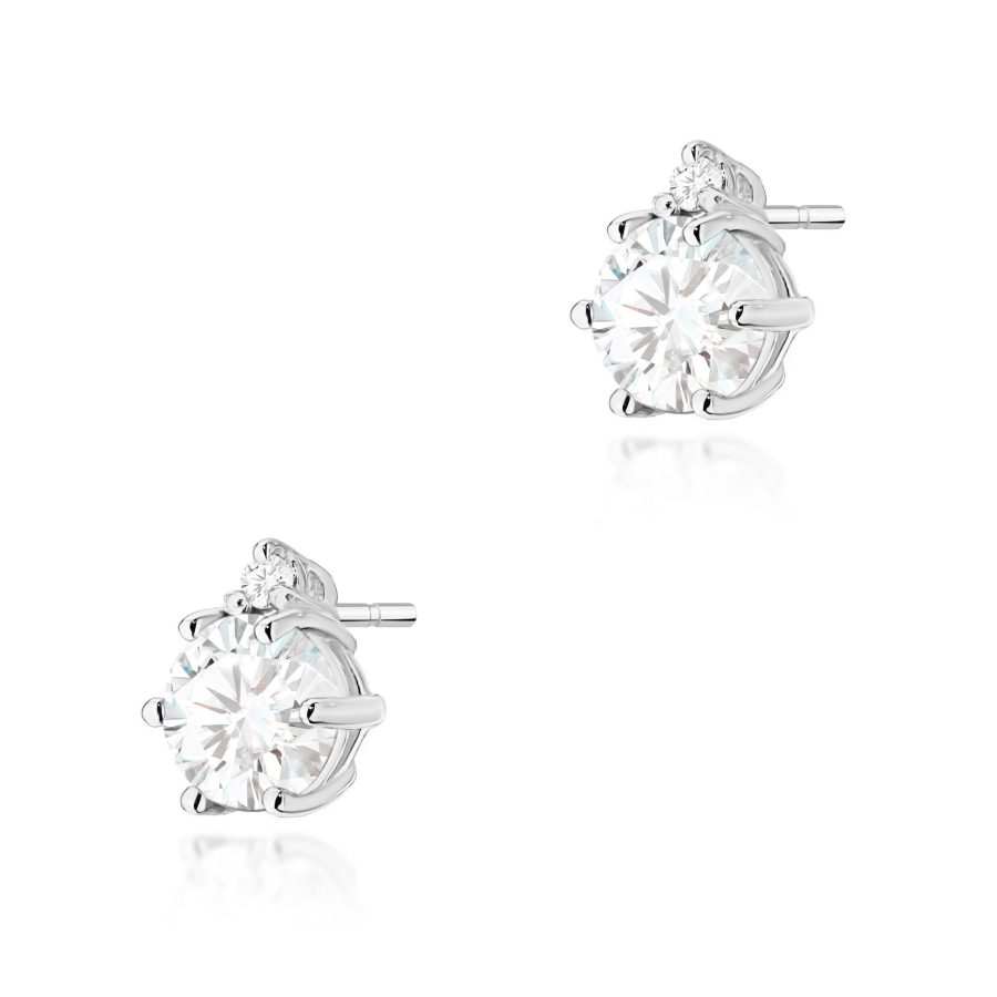 Kolczyki z białym szafirem 2 × 0,60 ct i diamentami · K0076