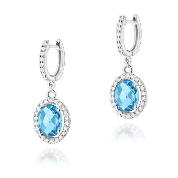 Kolczyki z kamieniem topaz swiss 2 x 1,70 ct K0080 – białe złoto próby 585