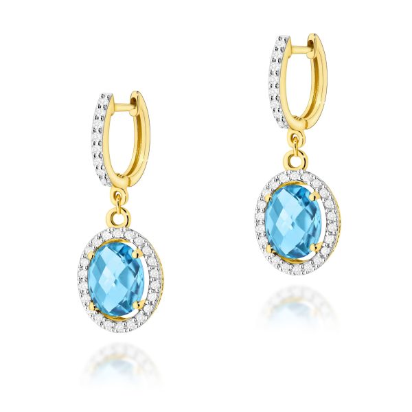 Kolczyki z kamieniem topaz swiss 2 x 1,70 ct K0080 – żółte złoto próby 585