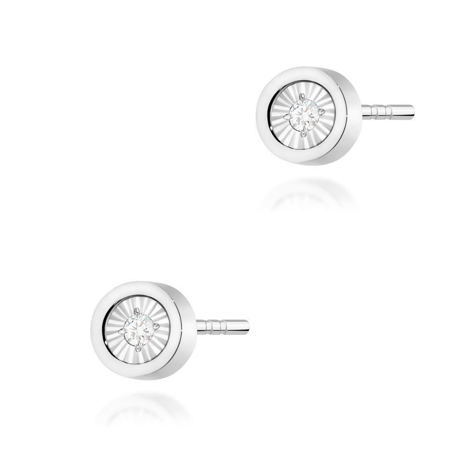 Kolczyki z diamentem 2 x 0,08 ct K0081 – białe złoto próby 585 · CK016