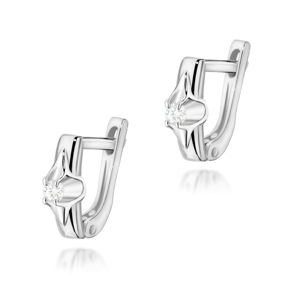 Kolczyki z diamentem 2 x 0,04 ct K0088 – białe złoto próby 585