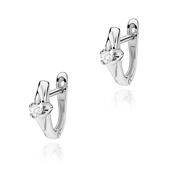 Kolczyki z diamentem 2 x 0,08 ct K0088 – białe złoto próby 585
