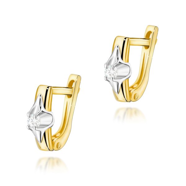 Kolczyki z diamentem 2 x 0,04 ct K0088 – żółte złoto próby 585