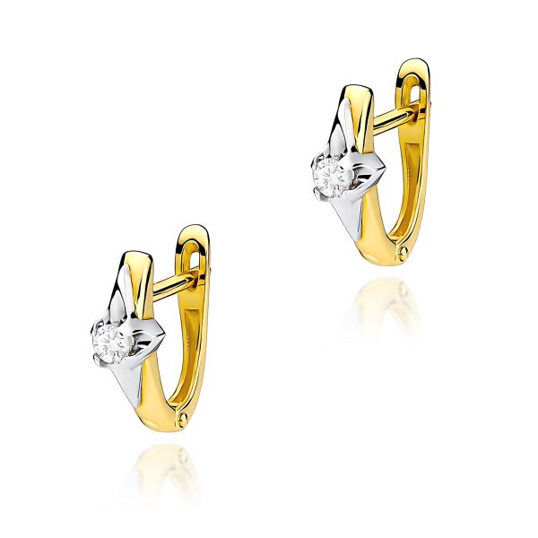 Kolczyki z diamentem 2 x 0,08 ct K0088 – żółte złoto próby 585