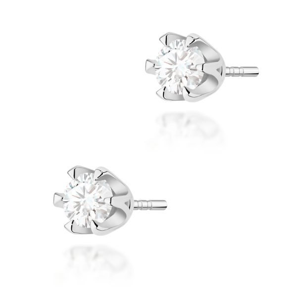 Kolczyki z diamentem 2 x 0,30 ct K0220 – białe złoto próby 585