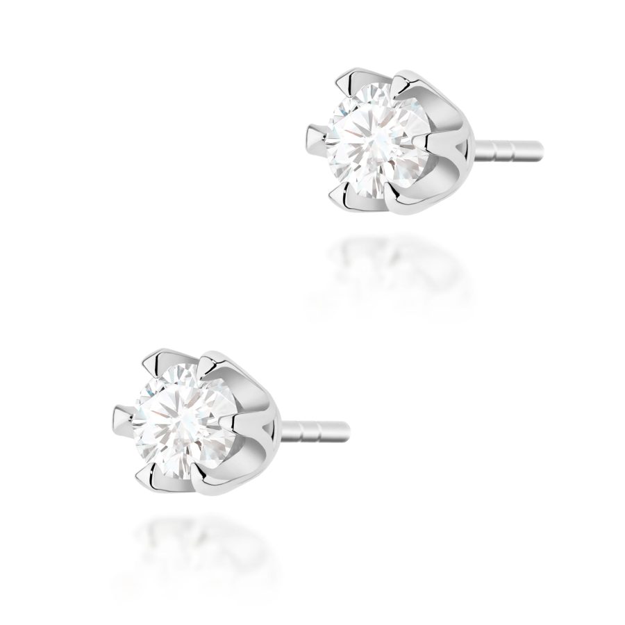 Earrings with round diamonds lab-grown in white gold