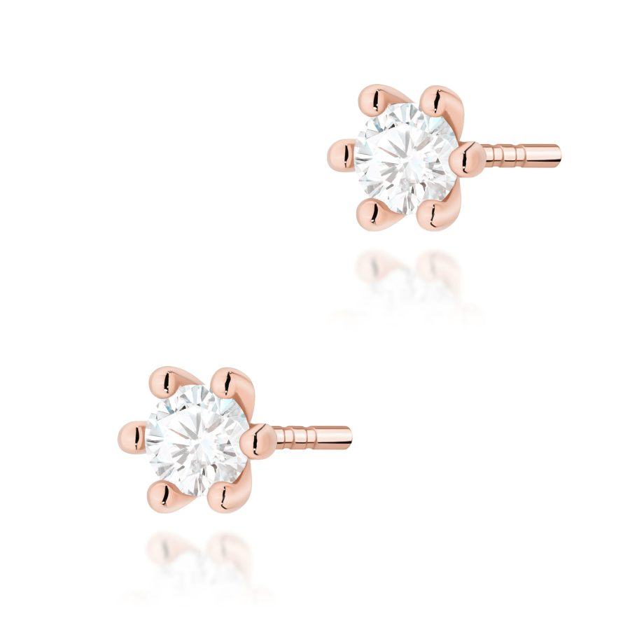 Earrings with lab-grown diamonds 2 × 0,15 ct in rose gold