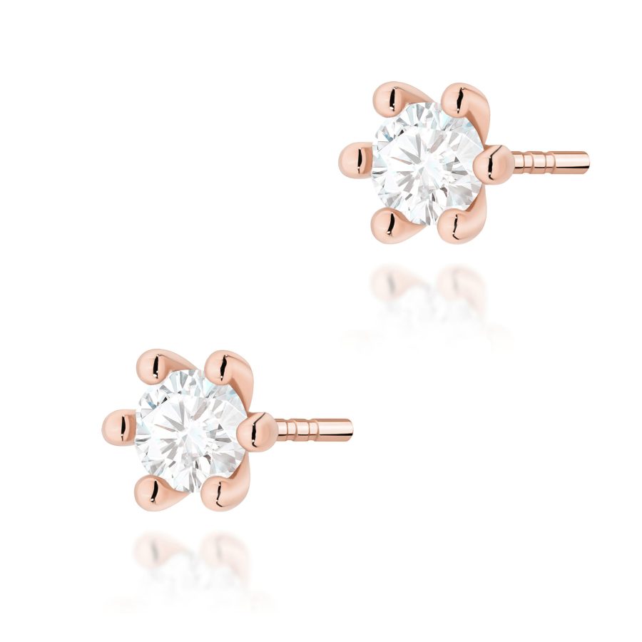 Earrings with round diamonds lab-grown 2 × 0,30 ct – rose gold