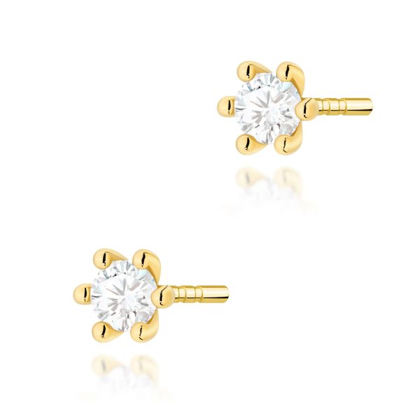 Kolczyki z diamentem 2 x 0,10 ct K0222 – żółte złoto próby 585