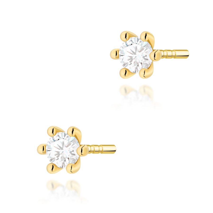 Kolczyki z diamentem 2 x 0,10 ct K0222 – żółte złoto próby 585
