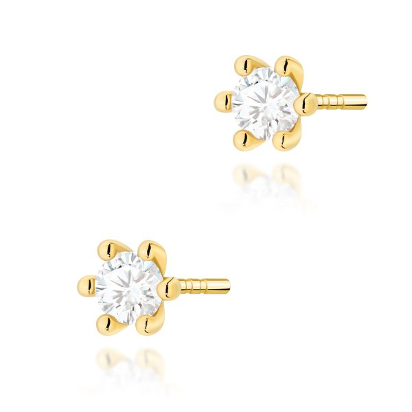 Kolczyki z diamentem 2 x 0,15 ct K0222 – żółte złoto próby 585