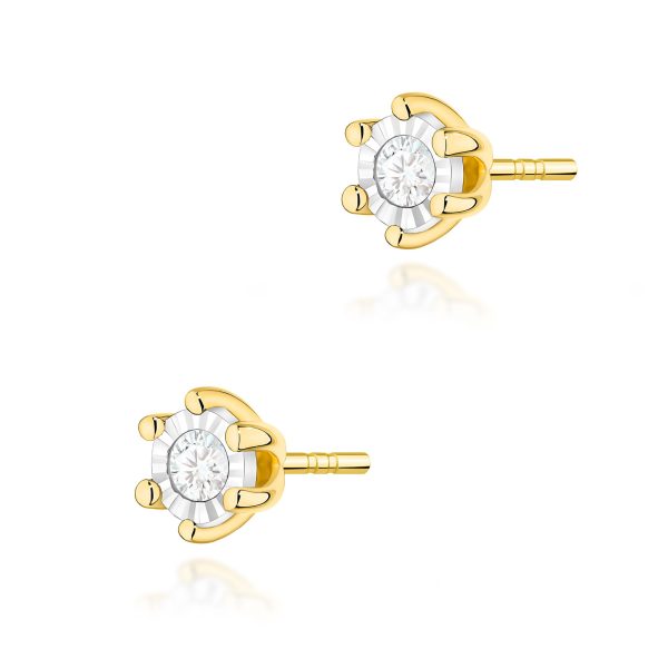 Kolczyki z diamentem 2 x 0,08 ct K0222BT – żółte złoto próby 585