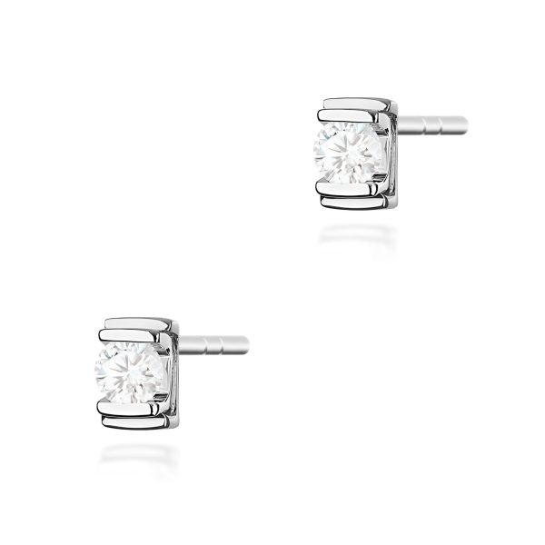 Kolczyki z diamentem 2 x 0,10 ct K0343 – białe złoto próby 585