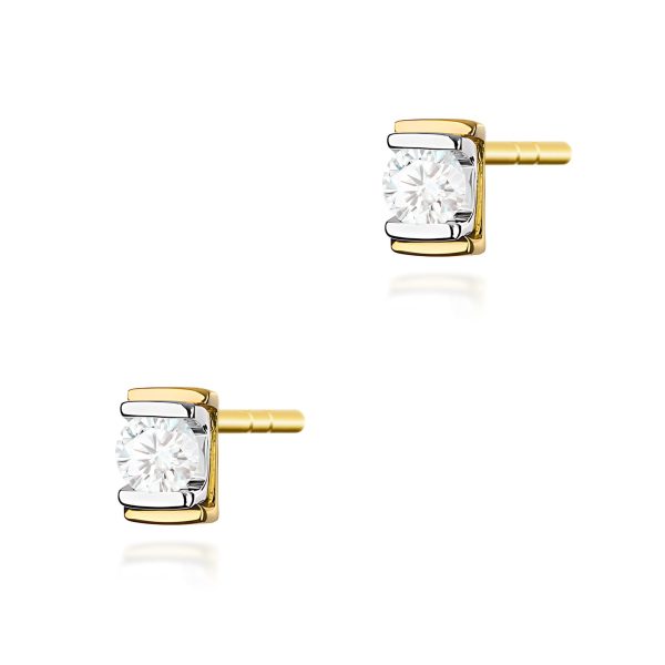 Kolczyki z diamentem 2 x 0,10 ct K0343 – żółte złoto próby 585