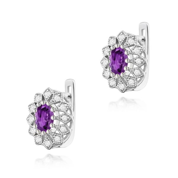 Kolczyki z ametystem 2 x 0,40 ct K0343 – białe złoto próby 585