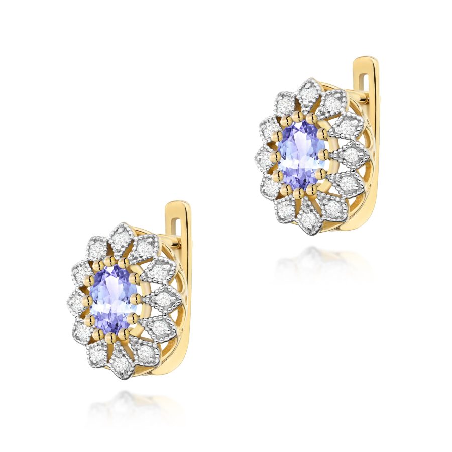 Earrings with oval tanzanite and diamonds