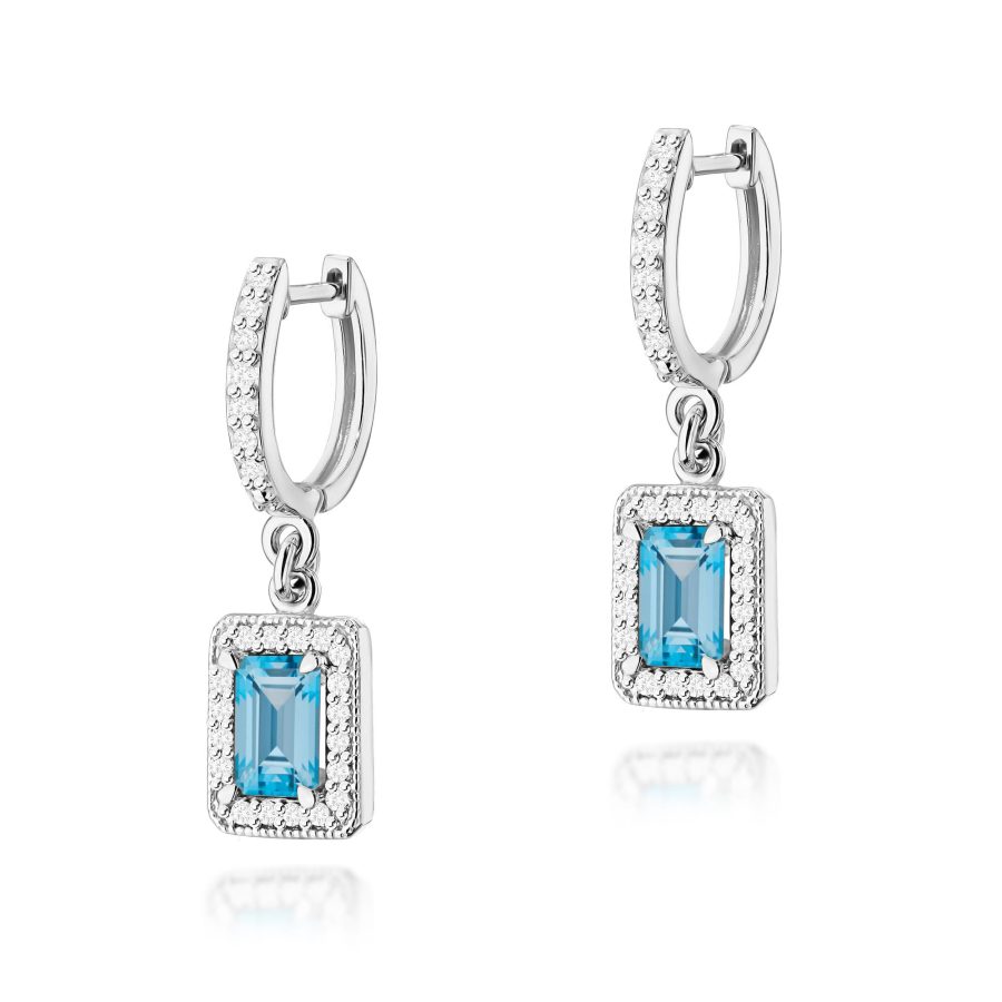 Kolczyki z topazami Swiss 2 × 0,65 ct i diamentami · K0422