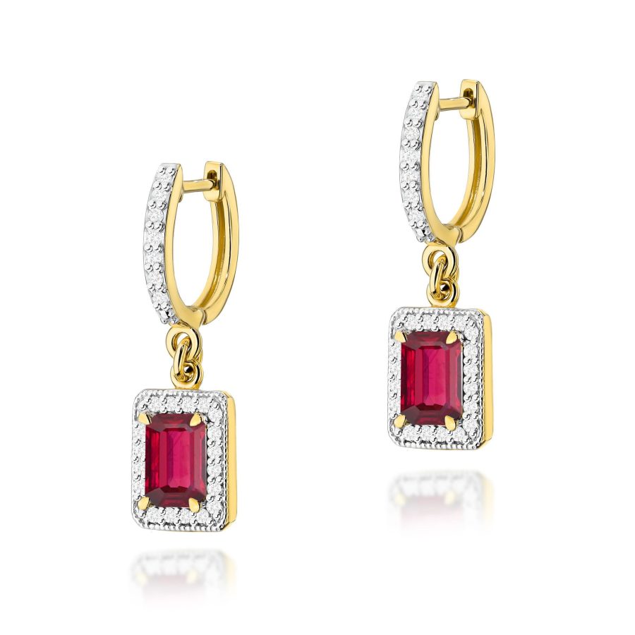 Kolczyki z rubinami 2 × 0,80 ct i diamentami · K0422