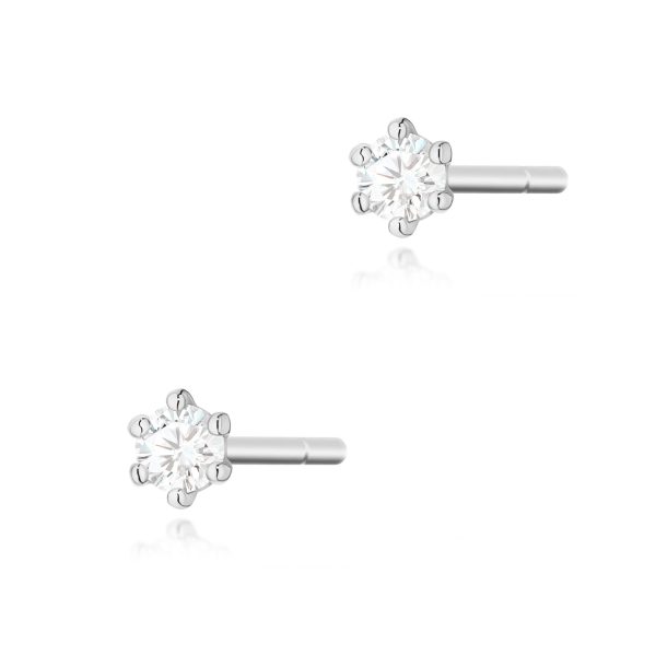 Kolczyki z diamentem 2 x 0,04 ct K0501 – białe złoto próby 585
