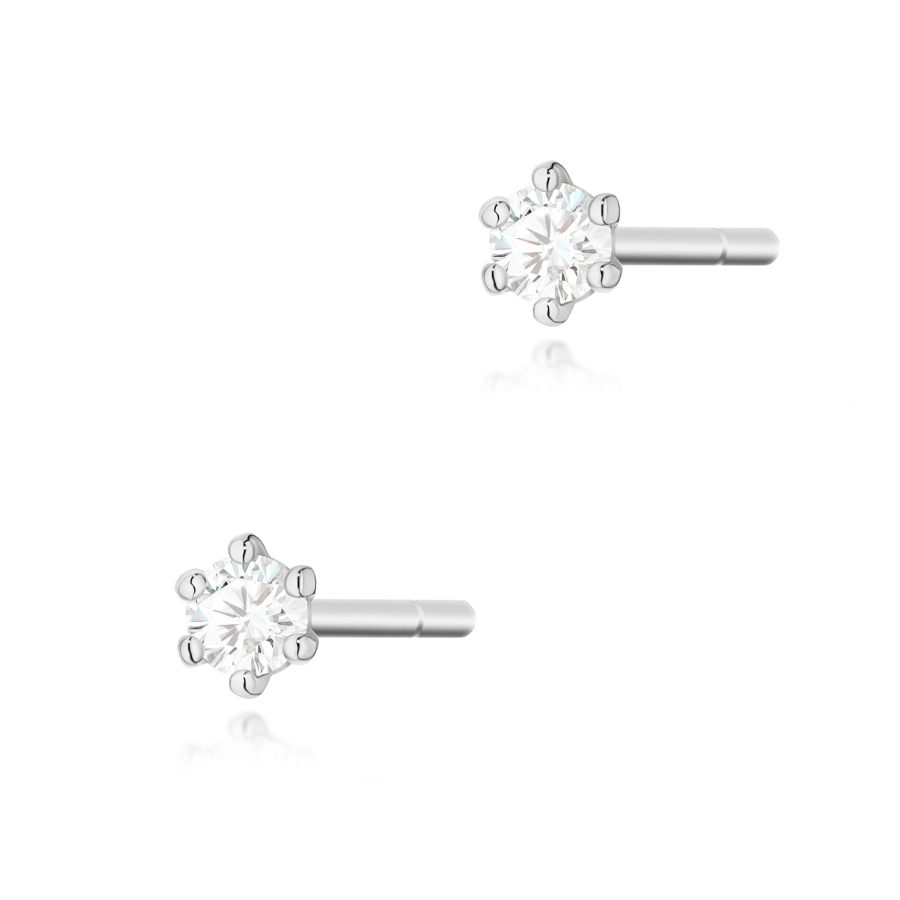 Earrings with a diamond 2 x 0,04 ct K0501 – white 585 gold