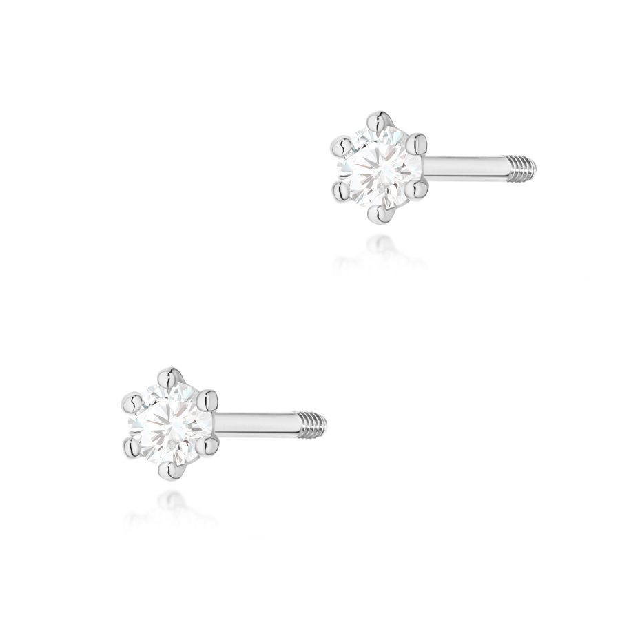 Kolczyki z diamentami 2 × 0,05 ct – okrągła forma · K0501