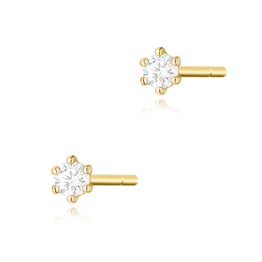 Kolczyki z diamentem 2 x 0,04 ct K0501 – żółte złoto próby 585