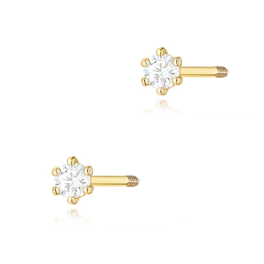 Kolczyki z okrągłymi diamentami 2 × 0,05 ct · K0501