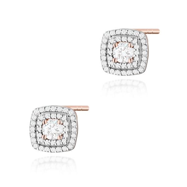 Kolczyki z kamieniem diament laboratoryjny 2 x 0,30 ct K0506 – różowe złoto próby 585