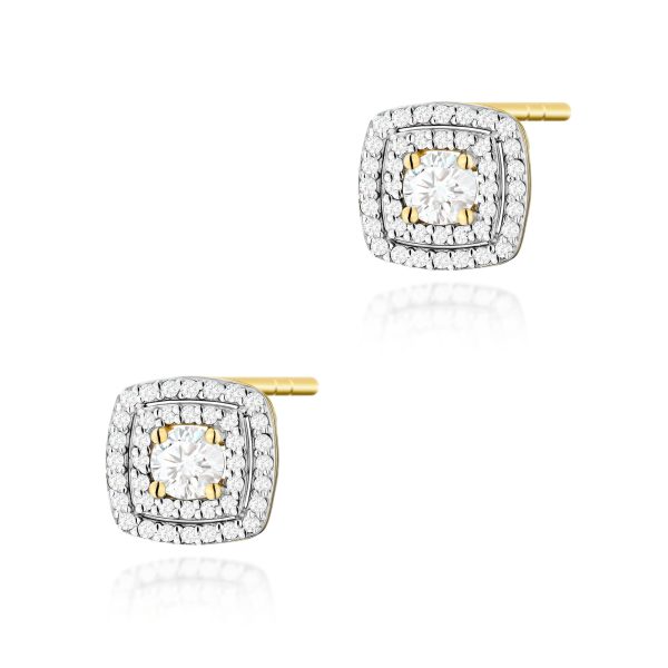 Kolczyki z diamentem 2 x 0,30 ct K0506 – żółte złoto próby 585