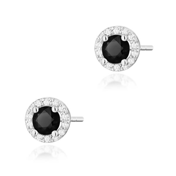 Kolczyki z czarnym diamentem 2 x 0,50 ct K0509 – białe złoto próby 585