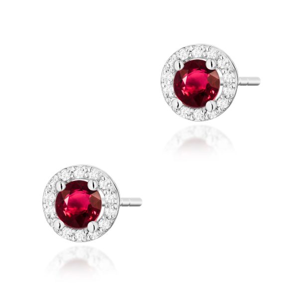 Kolczyki z rubinem 2 x 0,60 ct K0509 – białe złoto próby 585