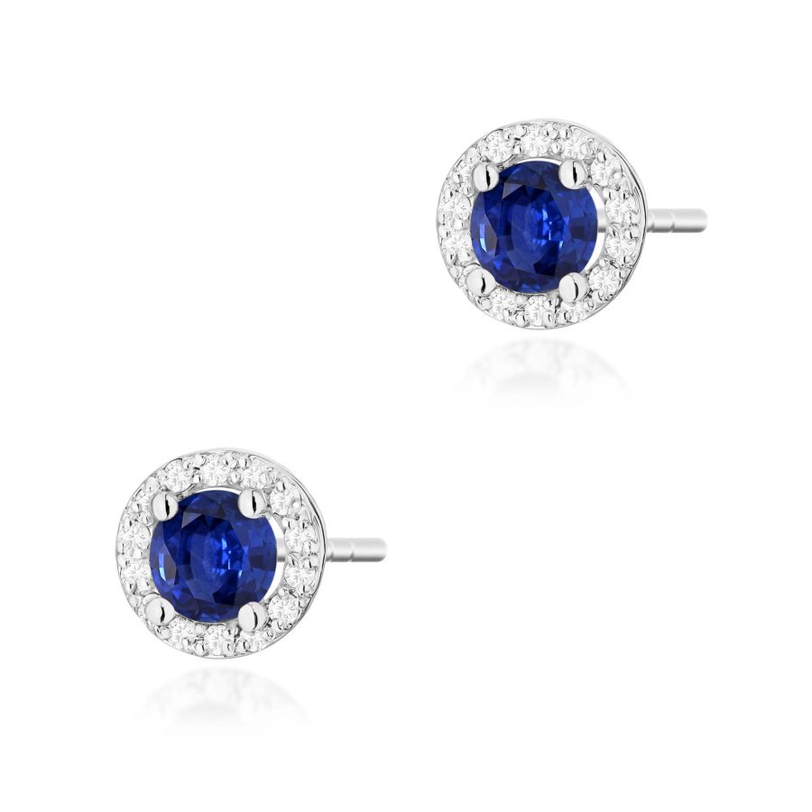 Kolczyki z szafirem 2 × 0,50 ct i diamentami · K0509