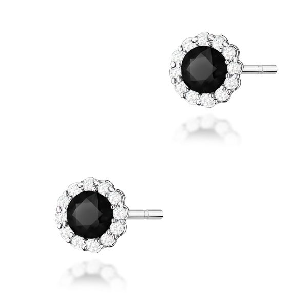 Kolczyki z czarnym diamentem 2 x 0,50 ct K0510 – białe złoto próby 585