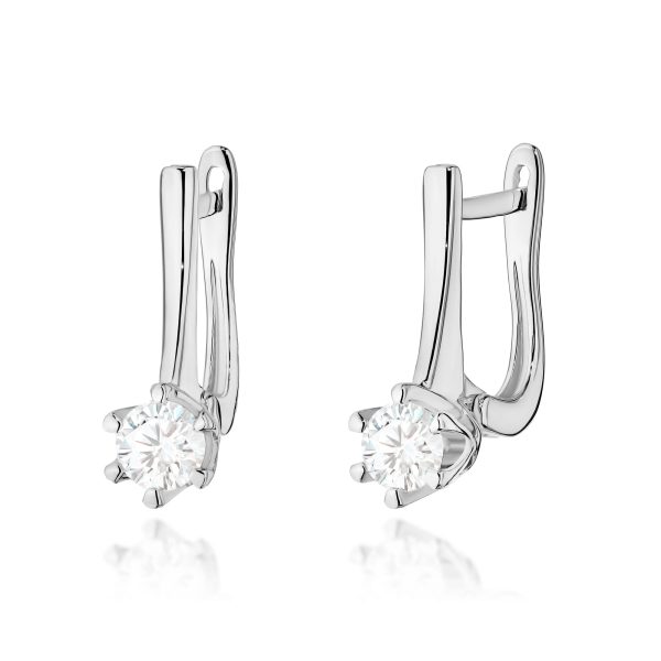 Kolczyki z kamieniem diament laboratoryjny 2 x 0,30 ct K0520 – białe złoto próby 585