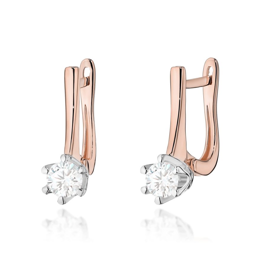 Kolczyki z diamentami 2 × 0,30 ct – różowe złoto 585 · K0520