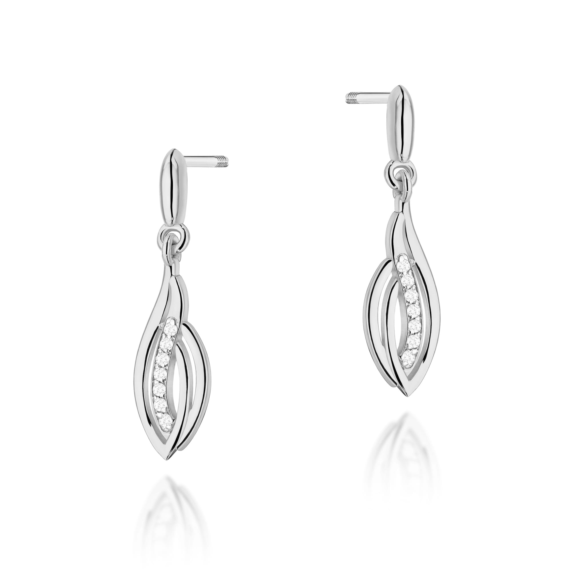Kolczyki K0004 z diamentami białe złoto sztyft zakręcany Jubiler Kraków BigDIAMOND
