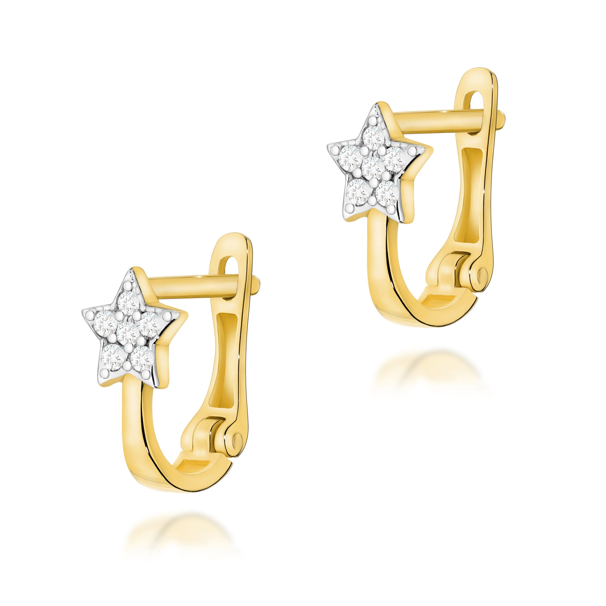 Kolczyki K0022 z diamentami żółte złoto Jubiler Kraków BigDIAMOND