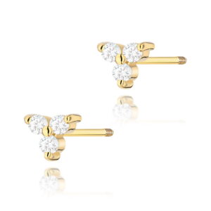 Kolczyki K0033 z diamentami żółte złoto sztyft zakręcany Jubiler Kraków BigDIAMOND