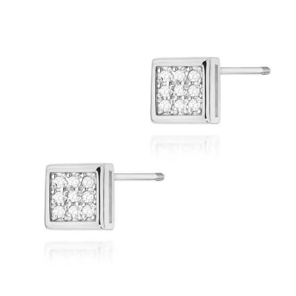 Kolczyki K0036 z diamentami białe złoto sztyft zakręcany Jubiler Kraków BigDIAMOND