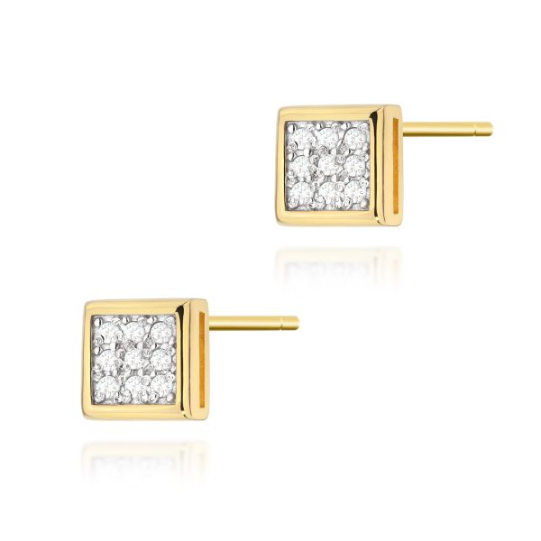 Kolczyki K0036 z diamentami żółte złoto Jubiler Kraków BigDIAMOND