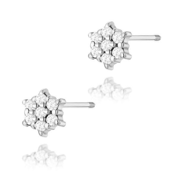 Kolczyki K0039 z diamentami białe złoto sztyft zakręcany Jubiler Kraków BigDIAMOND
