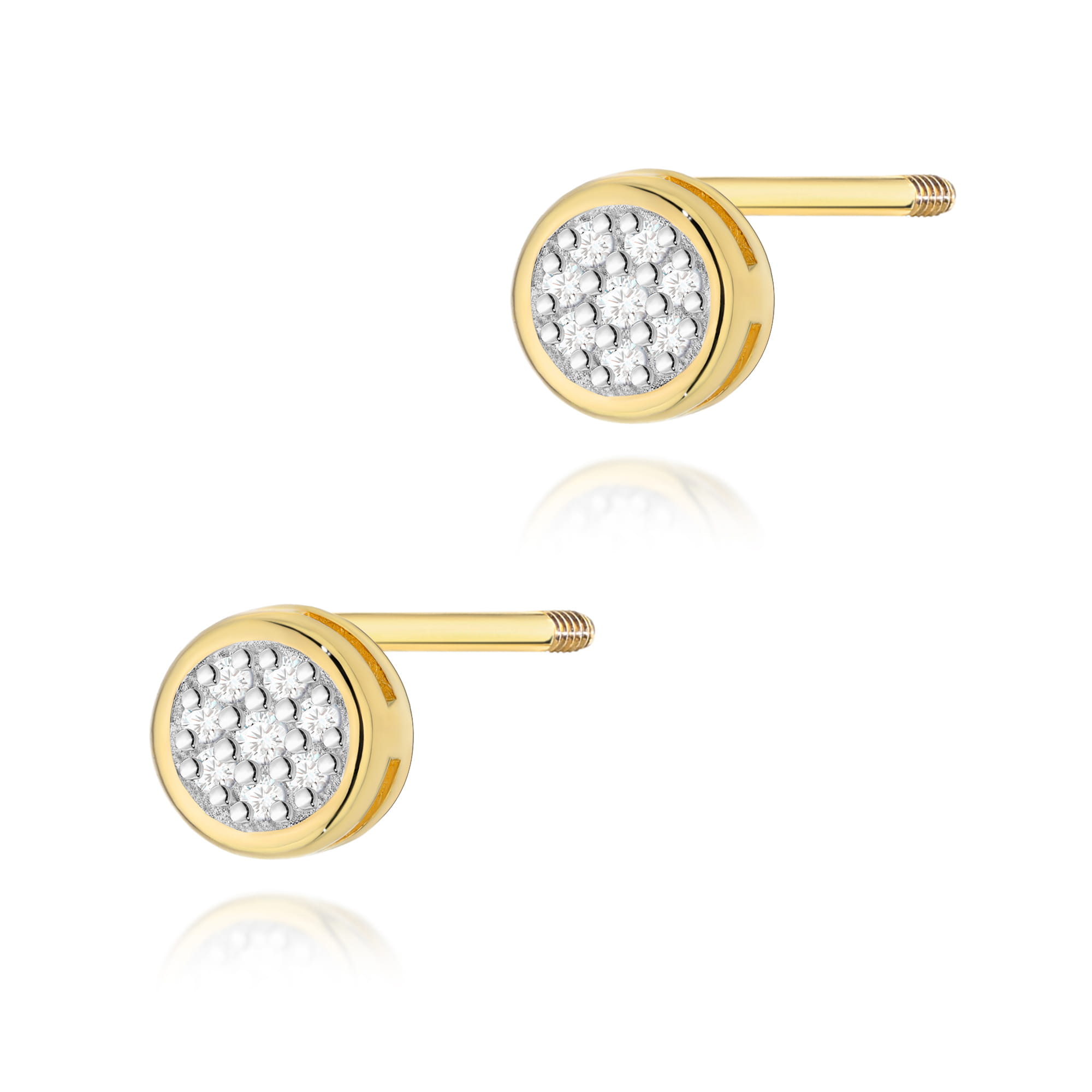 Kolczyki K0041 z diamentami żółte złoto sztyft zakręcany Jubiler Kraków BigDIAMOND