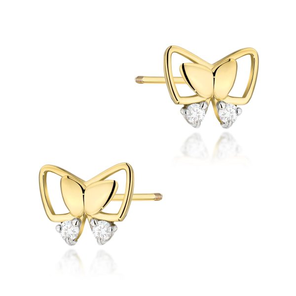 Kolczyki K0059 z diamentami żółte złoto sztyft zakręcany Jubiler Kraków BigDIAMOND