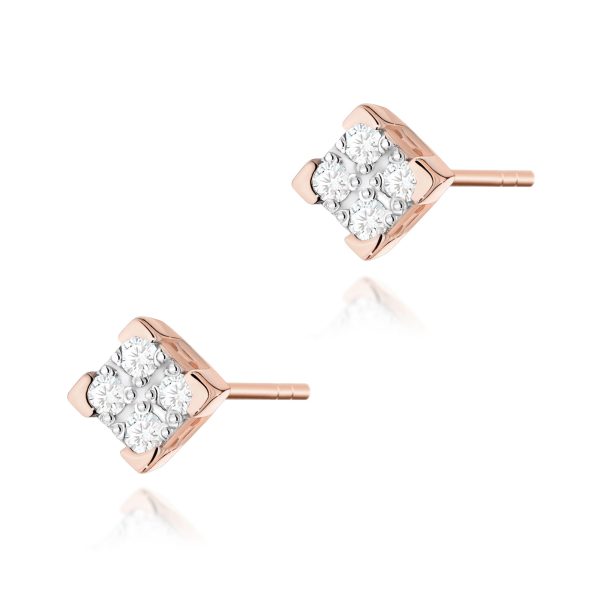 Kolczyki K0402 z diamentami różowe złoto Jubiler Kraków BigDIAMOND