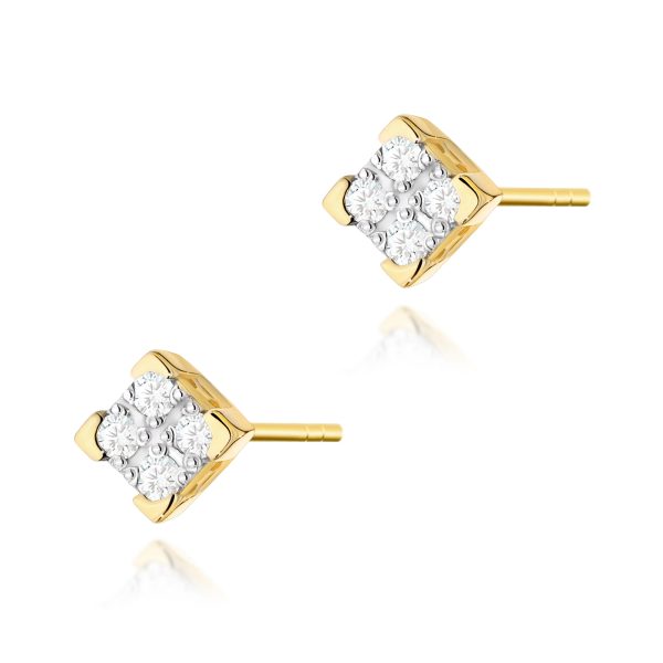 Kolczyki K0402 z diamentami żółte złoto Jubiler Kraków BigDIAMOND