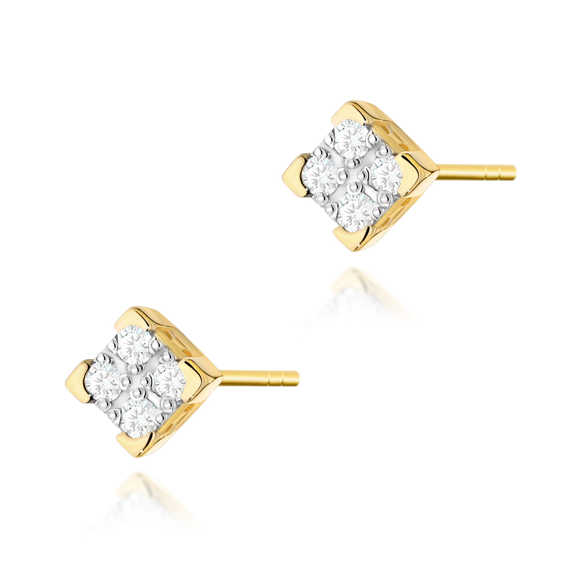 Kolczyki K0402 z diamentami żółte złoto Jubiler Kraków BigDIAMOND