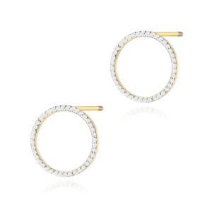 Kolczyki K0442 z diamentami żółte złoto sztyft zakręcany Jubiler Kraków BigDIAMOND