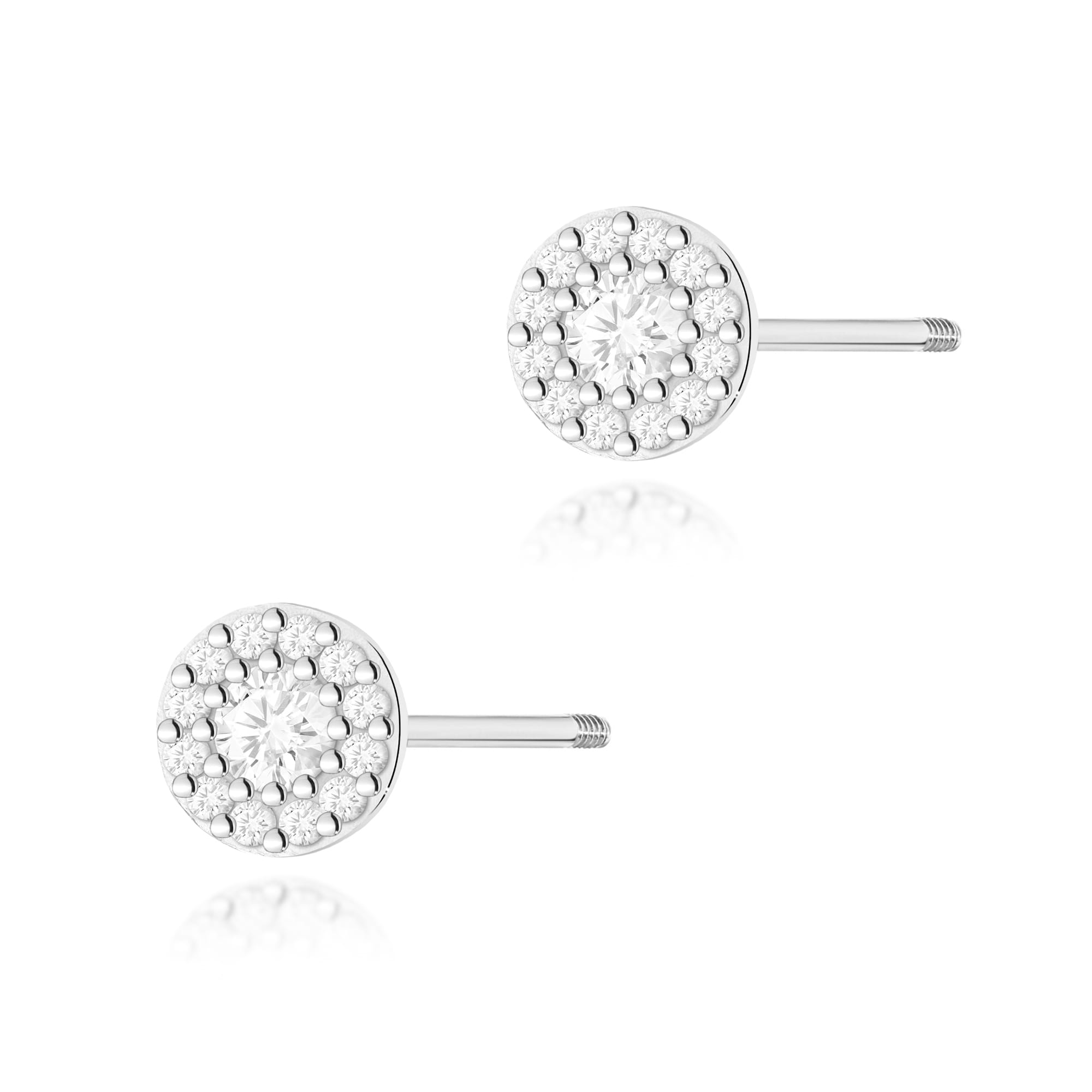 Kolczyki K0443 z diamentami białe złoto sztyft zakręcany Jubiler Kraków BigDIAMOND